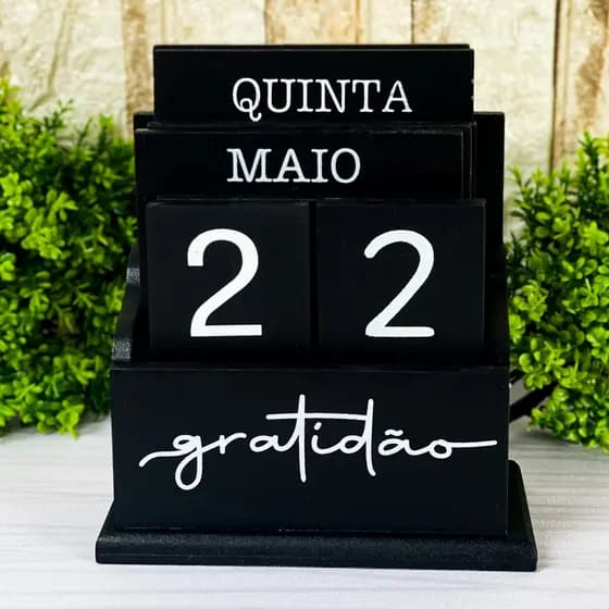 Calendário Decorativo de Mesa com Placas de Madeira ou Coloridas Permanente Escritório Sala