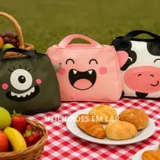 Kit Bolsa Térmica Portátil Marmita Viagem Necessaire Lancheira Térmica Infantil