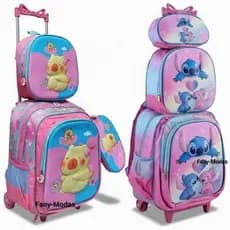 Kit mochila Escolar Infantil Menina Menino Escolar 3D Lancheira e estojo