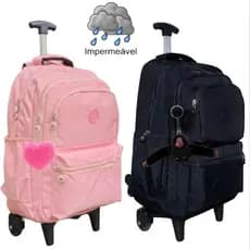 Mochila de Rodinha Juvenil Tactel Impermeável com Chaveiro de Alta Qualidade
