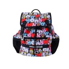 Mochila Infantil Fechamento Saco Personagens BT21 Leve Resistente Prática Preta