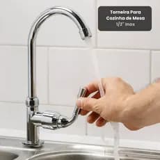 Torneira Para Cozinha de Mesa 1/2'' - Inox resistente facil instalação