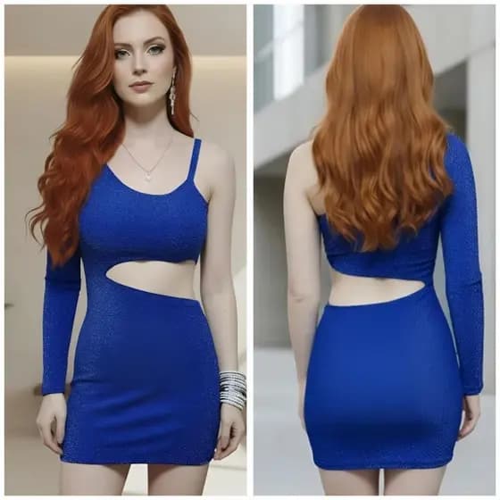 Vestido feminino Curto elegante Moda feminina Look Aurora Blue