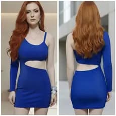 Vestido feminino Curto elegante Moda feminina Look Aurora Blue