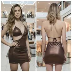 Vestido feminino Elegante curto colado Moda feminina Look Lua de Mel AURORAMODAFASHION