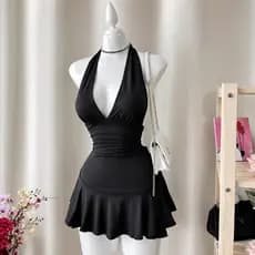Vestido Decote Em V Com Babado Super Confortável Suplex Premium (SATURNO)