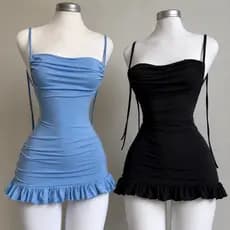 Vestido Com Babado Franzido Costa Nua Suplex Premium (Gabriela)