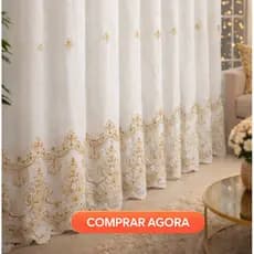 CORTINA ELEGANT GUIPPIR LINHO COM BORDADO CLASSICO - 4,00m x2,70m E 3,00 M X 2,70M,LUXUOSA RELAMPAGO