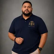 Camisa Polo Plus Size de Manga Curta Masculina Brasao Casual Camiseta Premium Alto Padrao Puro Luxo