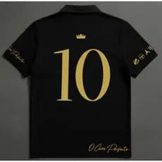 Camiseta Polo Masculina Preta Premium Número 10 Dourado Estilo Luxo Streetweer Futebol Casual Moda Masculina