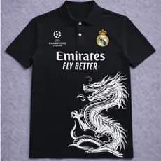 Camisa Polo UEFA Champions League Manga Curta Estampa Frente Piquet Algodão Premiun