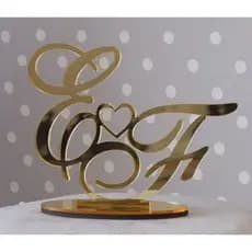 Topo de Bolo Casamento Personalizado Iniciais em Acrílico Casamento Festa