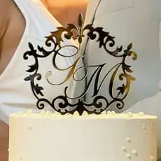 Topo de Bolo Casamento Personalizado Iniciais em Acrílico Casamento Festa