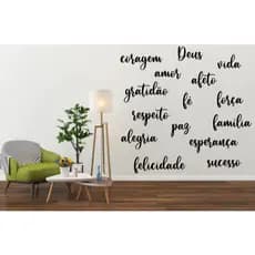 Kit 15 Palavras Decorativas Apliques em MDF Amor Fé Deus Paz Vida Coragem