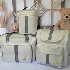Silver Clarity Com Faixa Cinza Bolsas Maternidade Impermeáveis com Porta Mamadeira