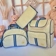 Kit Maternidade Clean Faixa Azul Bolsas Maternidade com trocador Portátil