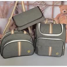 Kit Essencial Intense Faixa Bege Bolsas Maternidade Mochila,Bolsa e Trocador