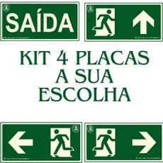 Kit 4 placas de saida Rota de fuga fotoluminescentes brilha no escuro S12