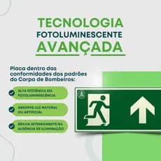 15 Placas De Sinalização Saída de Emergência Fotoluminescente 24x12cm