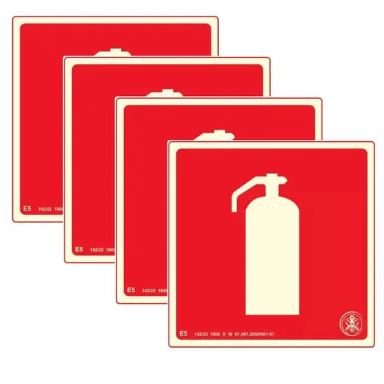 Placa Sinalização Fotoluminescente Com Fita Dupla Face kit Com 4 Placas E5 20x20cm