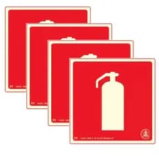 Placa Sinalização Fotoluminescente Com Fita Dupla Face kit Com 4 Placas E5 20x20cm