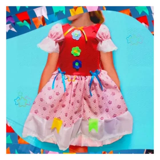Vestido Junino Colant Luxo Brink Model Estampa Sortida