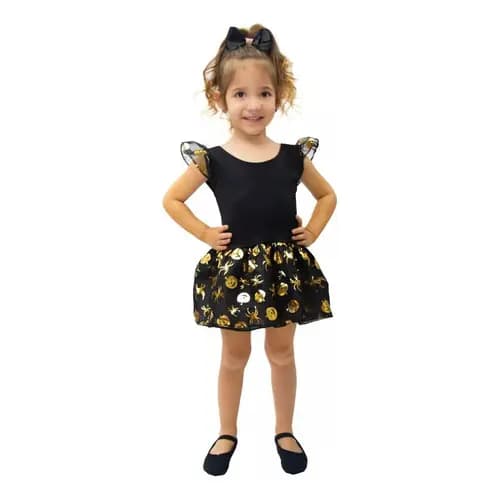 Fantasia Bruxinha Preto E Dourado Metalizado - Brink Model