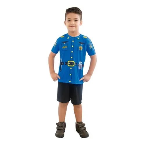 Fantasia Infantil Policial - Camiseta/bermuda - Brink Model