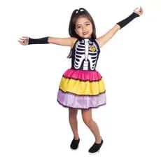 Fantasia Vestido Caveirinha Mexicana Colorida - Brink Model