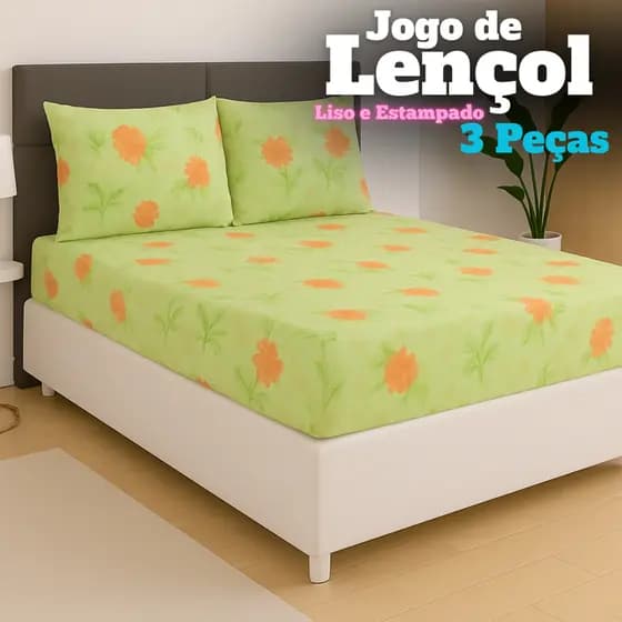 Lençol Casal 3 Peças Liso Estampado Jogo De Cama 100% Roupa De Cama Moderno SORTIDO