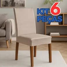 Capa Cadeira Kit 6 Peças Suede Resistente Ajustável Jogo Completo Protetor Toque Macio