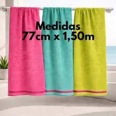 Kit 2 Toalha Praia Saída Banho Algodão Colorida Grossa Enxuga Bem 1,50m x 77cm 400 Gramas