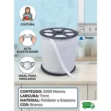 Elastico 7mm essencial para acabamentos leves 2mil metros