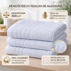 Toalha Rosto Grossa Hotel Barbearia Salão Beleza Kit 5 Peças Branca Alto Relevo