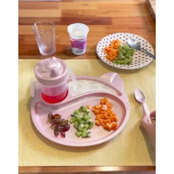 Kit Refeição Infantil Prato + Talher + Copo Educativo 250ml