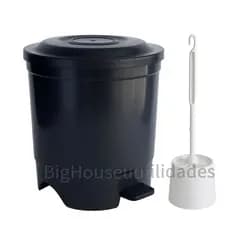 Lixeira 13L Cozinha Banheiro Pedal Liso DE BRINDE ESCOVA SANITÁRIA