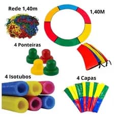 Kit Completo para Cama Elástica – Protetor de Molas+Rede+Ponteiras+Isotubos+Capas Coloridas