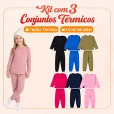 Kit 3 Conjunto Termico Camisa e Calca Segunda Pele Infantil Peluciado Quentinho Camiseta Frio