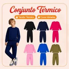 Conjunto Termico Peluciado Menino e Menina Camisa e Calca Segunda Pele Infantil Quentinho Camiseta