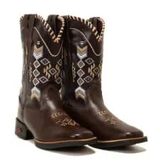 Bota Texana Feminina Confortável de Couro Cores Legítimo Mustang Cano Médio Estilo Country Original