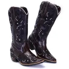 BOTA TEXANA FEMININA BORDADA LATEGO ESTAMPAS COUNTRY COURO COWBOY
