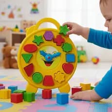 Relógio de Brinquedo Educativo Para Desenvolvimento Infantil Bebê Encaixar Peças Geométricas