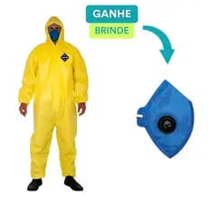 Macacão Reforçado Proteção Química Impermeável Pintura + BRINDE Mascara C/ Respirador Camper