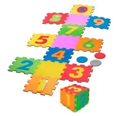 Tapete de Atividades Bebê infantil 28x28cmx5mm Amarelinha 16 Peças Números