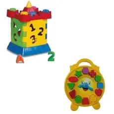 Kit Castelinho + Relógio interativo Brinquedo Educativo Letras e Números Divplast