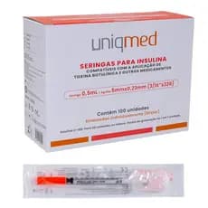 Seringa P/ Toxina / Insulina Botulínica 0,5ml 32gx5mm Cx 100un Uniqmed