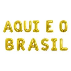 Kit Balões Decorativos Dourado Tema Brasil Copa Evento Esportivo