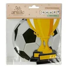 Faixa de Decoração Futebol Brasileiro com Bola e Troféu Colorido