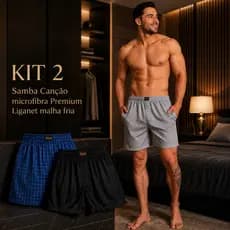 Kit 2 Cuecas Samba Canção Masculina Microfibra Liganet Tecido Geladinho Confortável Kyron