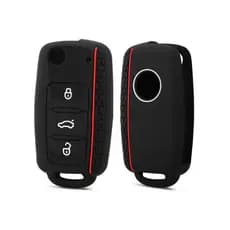 Capa de Silicone Preta/Vermelha para Chave Automo VW, Compatível com UP, Jetta, Fox, Gol e Voyage